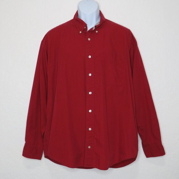 Haggar* Men's Long Sleeve Button Down Curved Hem Single Pocket Shirt~ Size Large - Picture 1 of 10